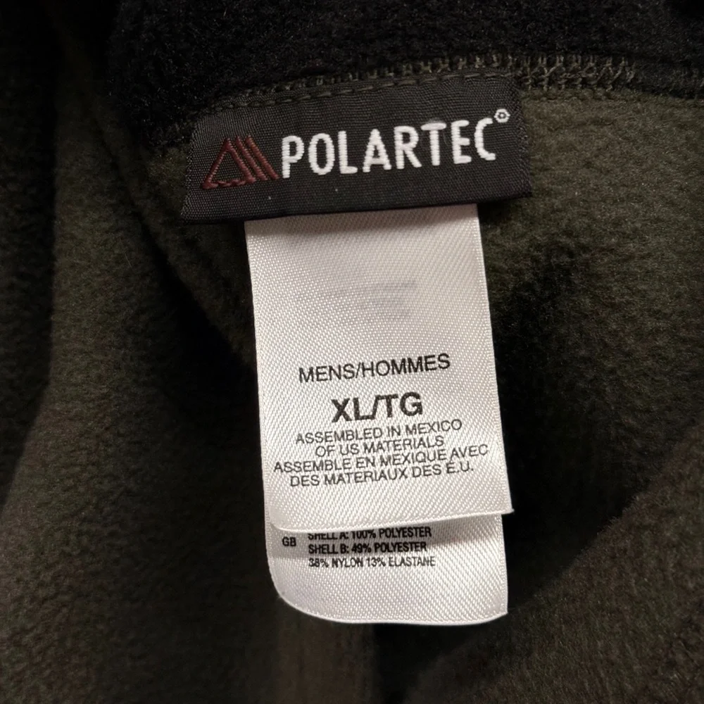 The North Face Polartec Green Black Side Panels Fleece 1/4 Zip Pullover Sz XL